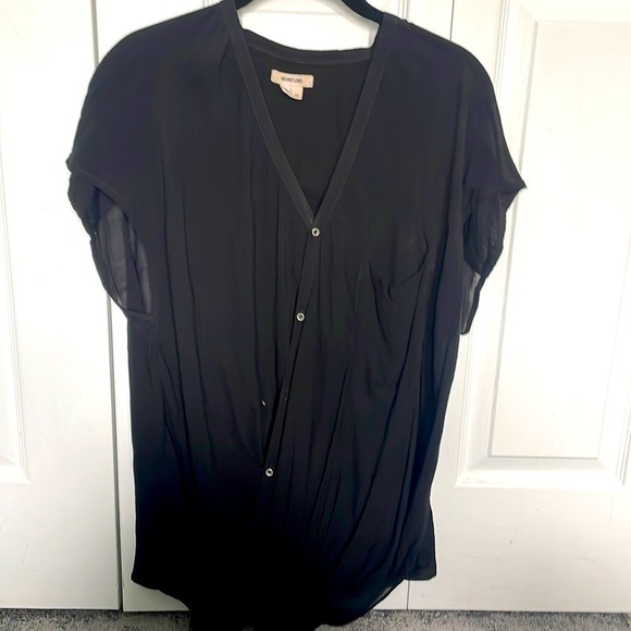 Helmut Lang sheer short sleeve asymmetrical‎ blouse M - Picture 1 of 8